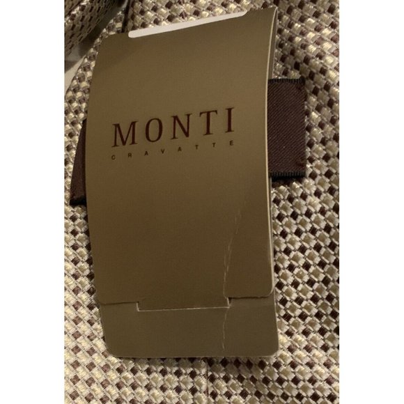 🆕MONTI Beige Geometric Silk Tie GERMANY 56"/ 3.2" NWT - Picture 3 of 3